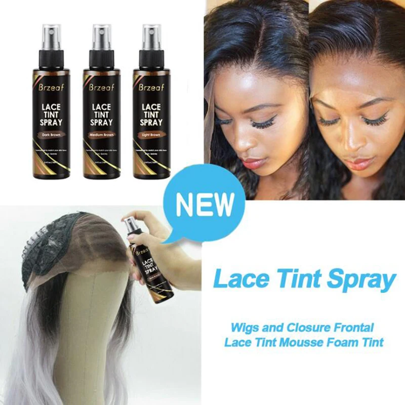 

Waterproof Lace Tint Spray for Lace Frontal Wigs Light/Medium/Dark Brown Lace Tint Spray for Wigs Closure 100ml