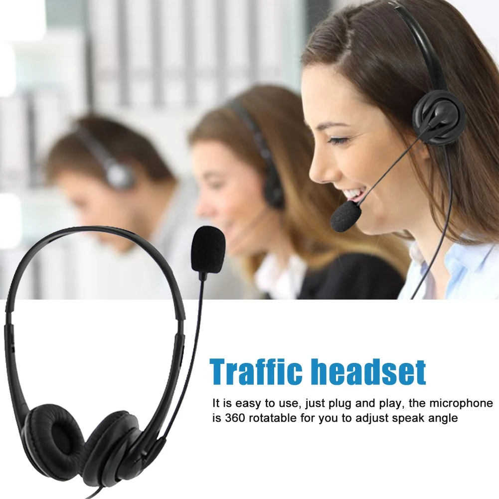 Telephone Headset Call Center Operator USB Corded Offical Headphone With Micro for Computer Laptop PC