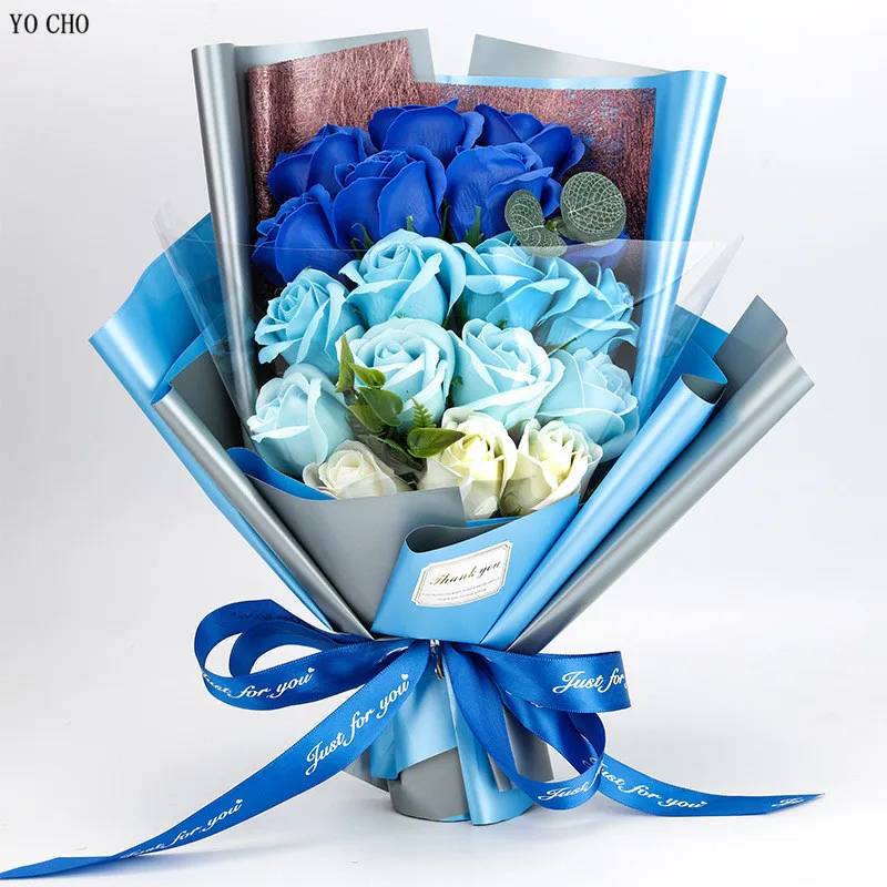 Creative Soap Rose Bouquet Flower Valentine's Day Christmas Birthday Gift Bridal Wedding Bouquet Home Party Decor With giftbox