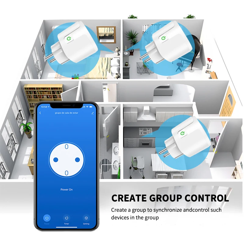 Enchufe inteligente WiFi PNI SmartHome WP202, montaje enterrado, control de  Internet, aplicación dedicada Tuya Smart, compatible con  Alexa y  Google Home