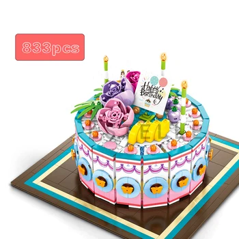 

New Idea Creator Friends Birthday Cake Bricks with Box Model Kit Building Stacking Blocks Kids Toys Newlyweds Wedding Gifts