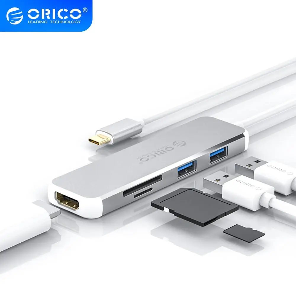USB-Концентратор ORICO с USB C на HDMI автомобильный адаптер VGA TF SD для MacBook Samsung Galaxy S10 Huawei