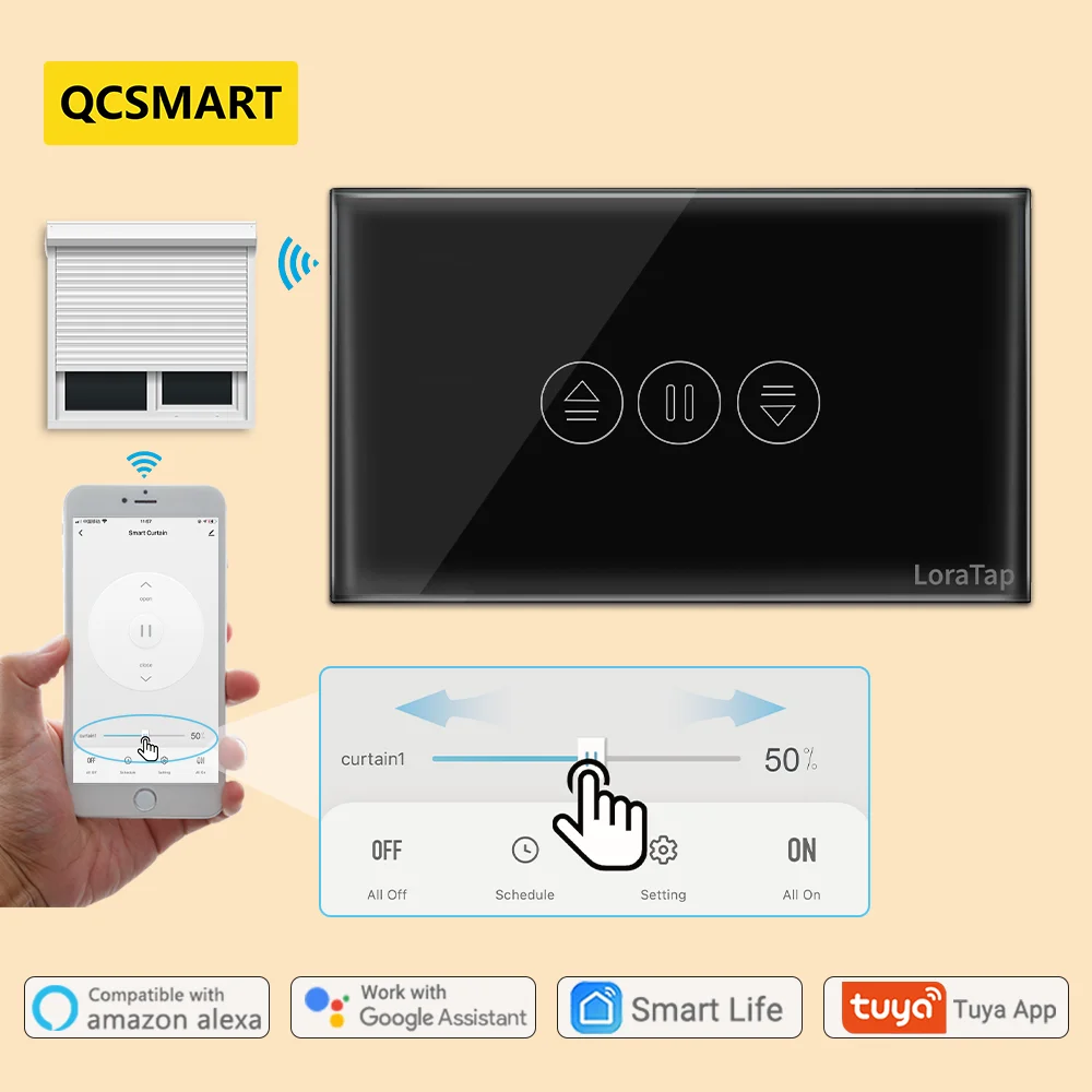 

Умный Wi-Fi переключатель для штор Tuya с американской вилкой, для электрического потайного двигателя, роликовый затвор, Google Home, Alexa, голосовое управление «сделай сам»