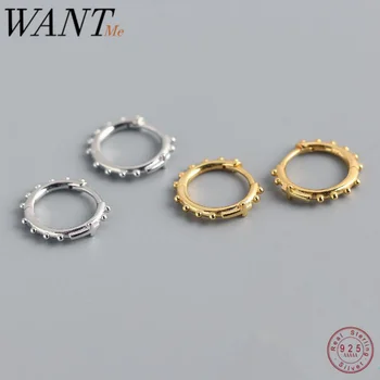 

WANTME Minimalist Round Cross Beads Small Stud Earrings for Women Genuine 100% Sterling Silver Religious Jewelry Accessories