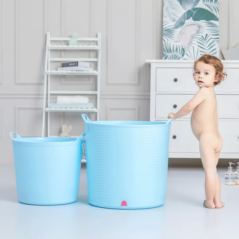 

Children Bath Bucket Box Insulated with Lid Baby Bath Bucket Plastic Extra Large Baby Bathtub Bath Storage Bucket