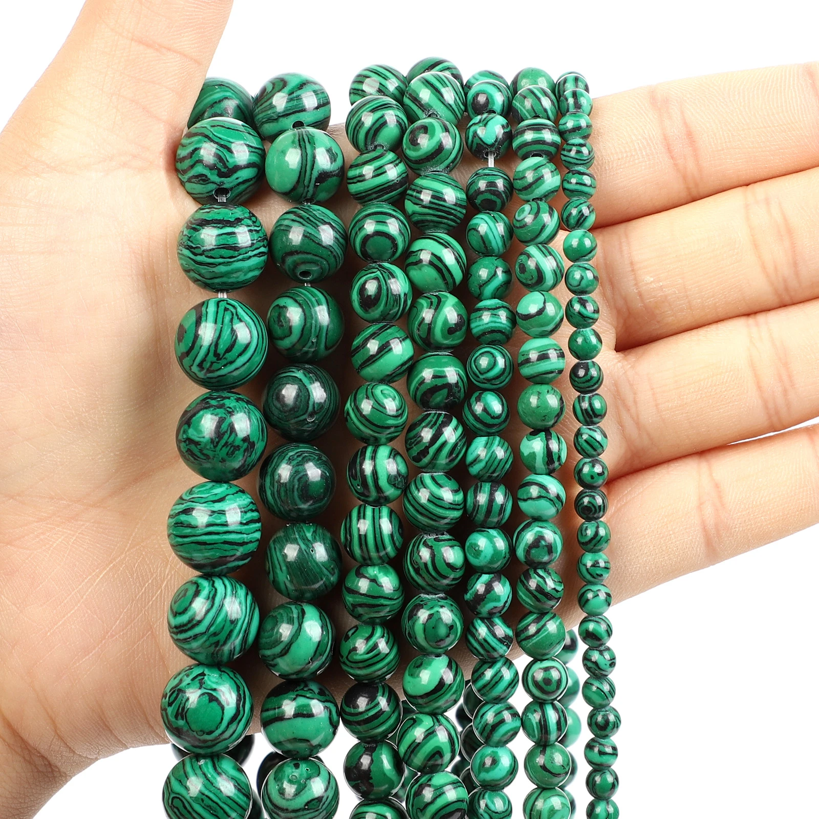 beaded necklace Natural Stone Beads Green Malachite Charm Round Loose Beads For Jewelry Making Needlework Bracelet Diy Strand 4/6/8/10/12MM beaded