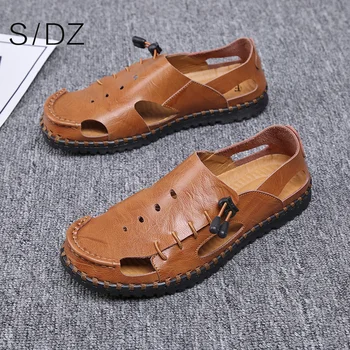 

2020 summer men's sandals Baotou cowhide sandals fashion non-slip casual sandals dual-use