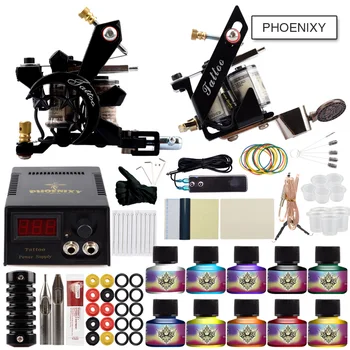 

Professional Tattoo Kit Two Tattoo Machine Guns LCD Power Supply 20 Colors Pigment Inks set Body Art Permanent Makeup Tattoo Set
