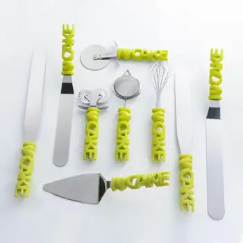 

9pcs Baking Tool Set Stainless Steel Pizza Cake Shovel Cheese Scraper Pizza Cutter Gadget Kitchen Tool