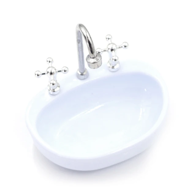 1/12 Scale Cute Dollhouse Miniature Furniture Bathroom Washbasin Washing Machine Pretend Classic Toy for Children Birthday Gift 6