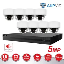 16ch 5MP Dome IP Camera NVR KIT H.265 Hikvision OEM POE 4K NVR 8/16pcs Outdoor POE Video Surveillance Audio Cameras