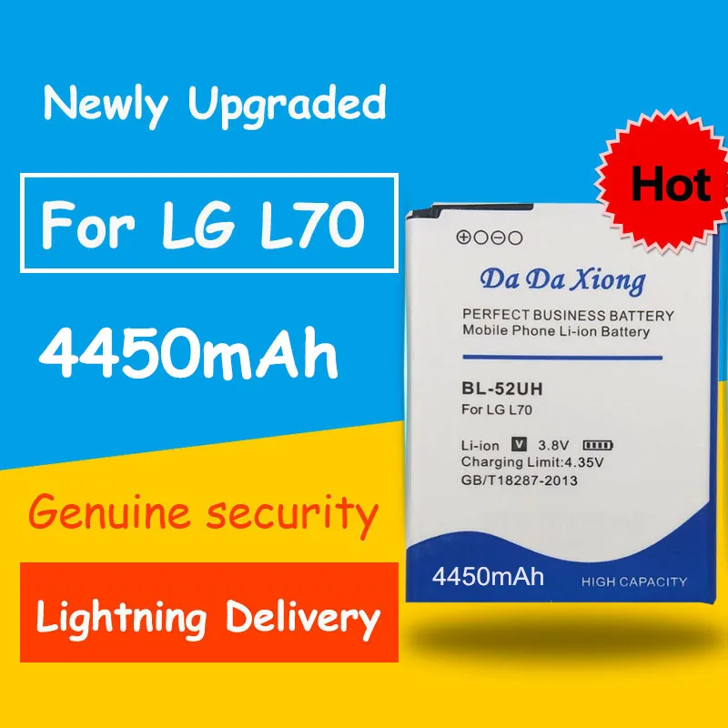 Лидер продаж 4450 мА/ч BL-52UH Батарея для LG L70 L65 D285 D320 D325 D329 VS876 D280 D320N DUAL SIM H443 Escape 2 дух H422