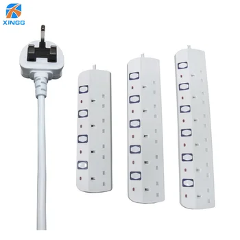 

UK Plug 4 5 6 way Outlet Network filter Power Strip socket Individually Switch Extension Cord 2M Fused Overload protection 3250W