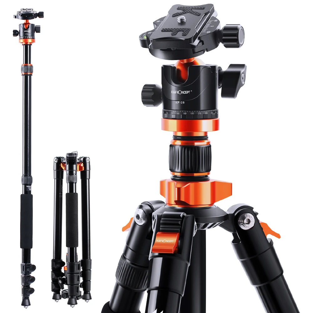 K&F Concept 80.7 inch Camera Tripod for DSLR Compact Aluminum with 360 Degree Ball Head and 10kgs Load for Travel and Work