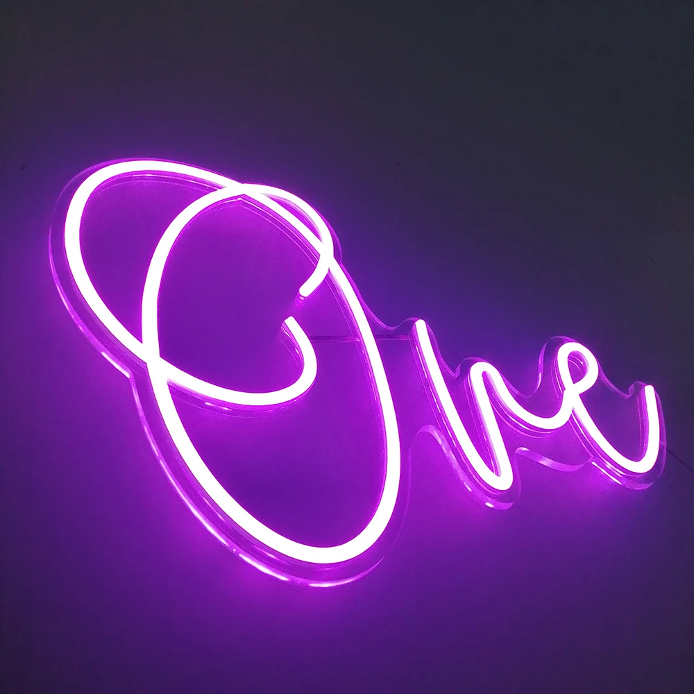 Birthday Custom Made  Number One Neon Sign Phrase Led Lights Party Wedding Wall Art Home Bar Light Personalized Decor