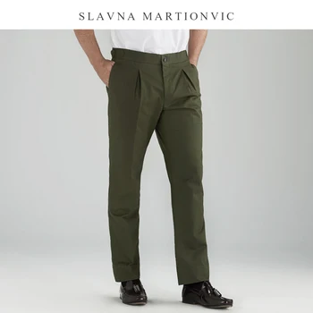 

Slavna Martinovic Men's Cotton Straight Pants Army Green Pants Loose Comfortable Retro Casual Pants Men New Design joggers