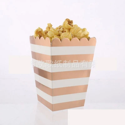 8pcs Popcorn box 3 Вечерние одноразовые столовые приборы цвета розового золота, чашки шампанского, воздушные шары, украшения для дня рождения, вечерние принадлежности для малышей - Цвет: 8pcs Popcorn box 3