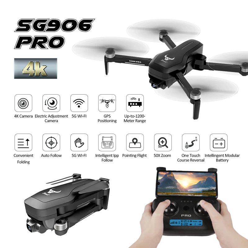 В наличии ZLRC SG906 Pro 2,4G WIFI FPV с 4K HD камерой 2-A & xis Gimbal оптическое позиционирование потока бесщеточный Радиоуправляемый Дрон Квадрокоптер - изображение