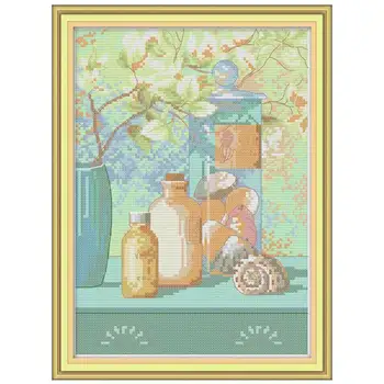 

Conch and bottle cartoon counted printed on the canvas 11CT 14CT DIY kit Cross Stitch embroidery needlework Sets home decor