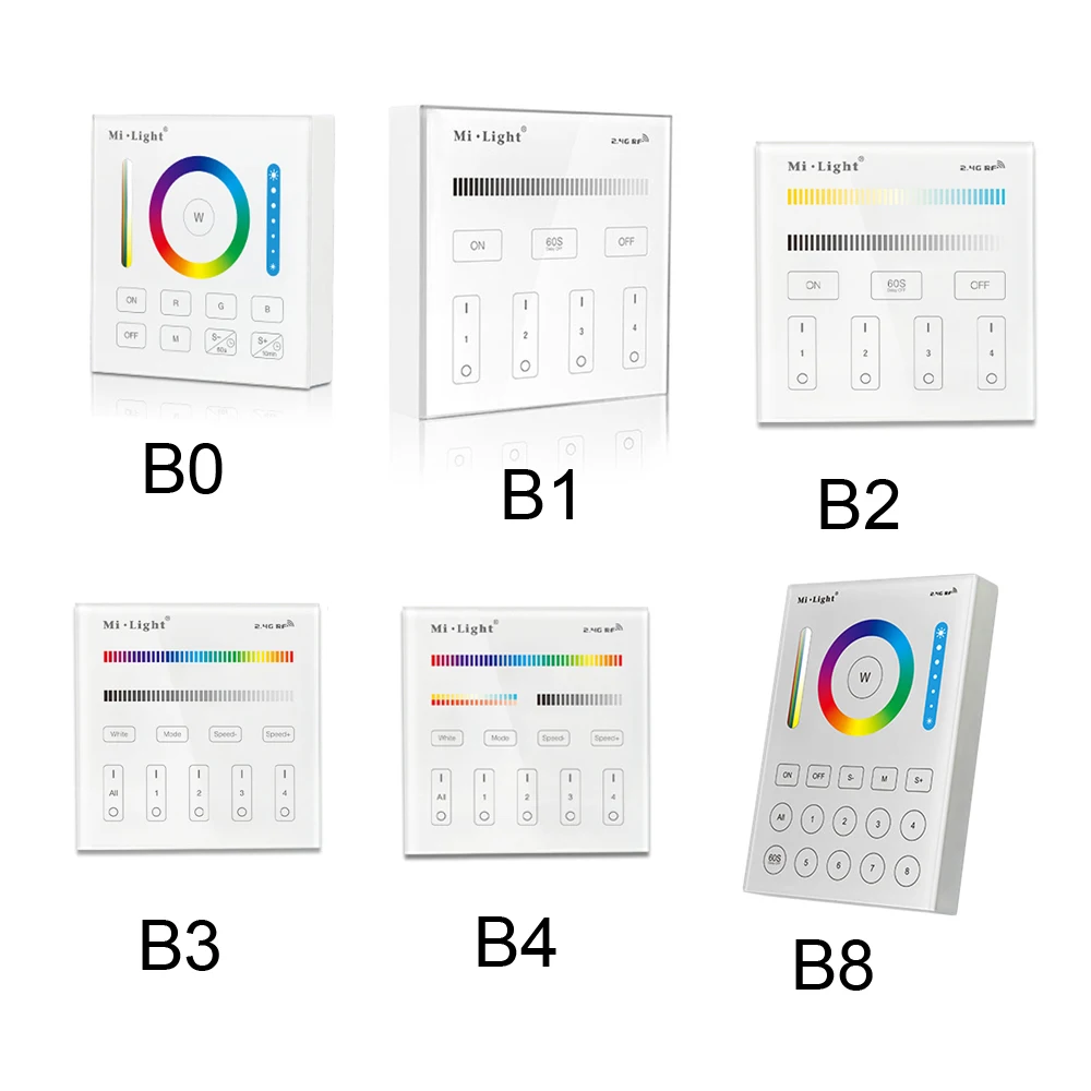 Milight B0 B1 B2 B3 B4 B8 4 зоны 8 зон 2 ГГц Беспроводной WI FI сенсорный Панель Диммер RGBW RGB + CCT rgb