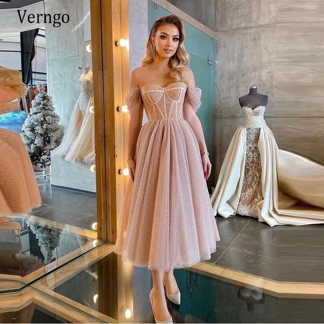Verngo Dusty Pink Dotted Tulle Evening 