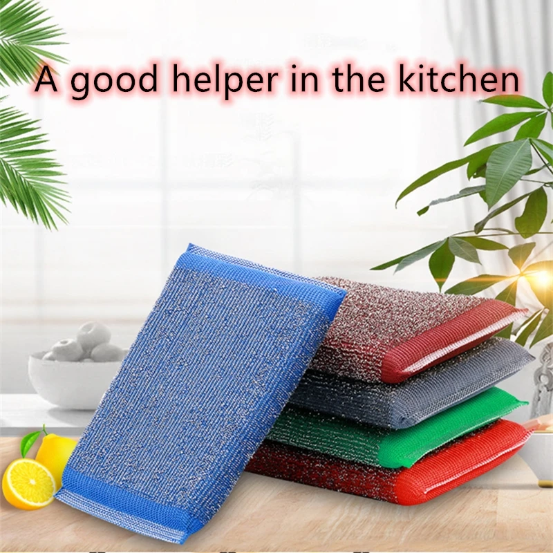 Practical Stainless Steel Wire Sponge Scouring Cloth Kitchen