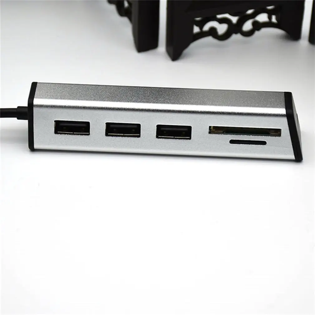 USB 2,0 концентратор Алюминиевый мульти-в-одном кард-ридер концентратор с подставкой для мобильного телефона