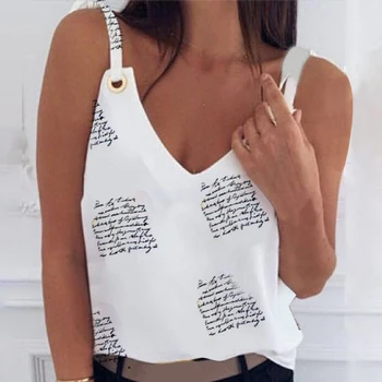 

2020 Camisole Tank Tops Women Pineapple Print Tops Female Casual Loose Deep -Neck Sexy White Plus Size Sleeeless Tee Shirt