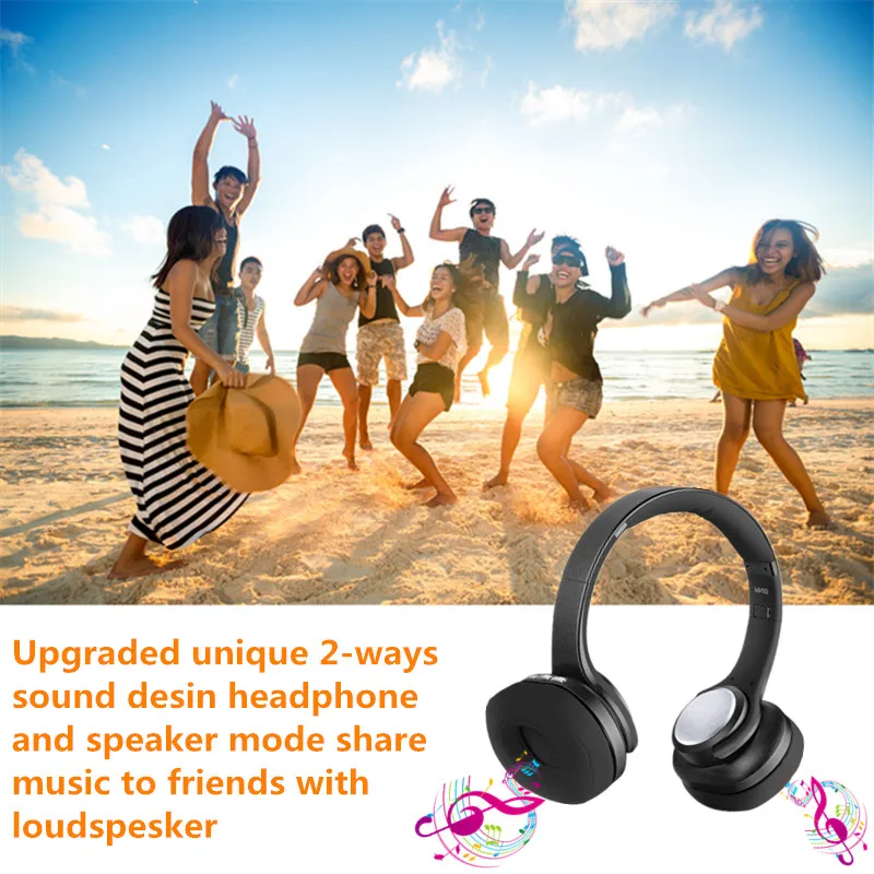 SODO Bluetooth наушники Колонки 2 в 1 складные NFC HiFi стерео беспроводные V5.0 с микрофоном