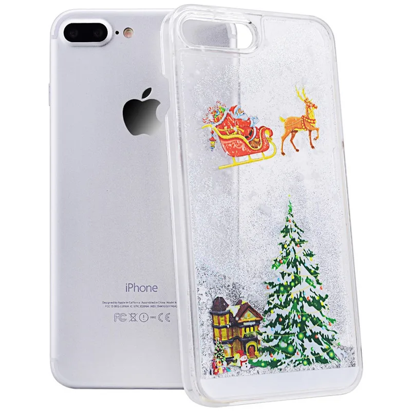 Роскошный блестящий чехол для телефона с рождественским рисунком iphone X XS MAX XR