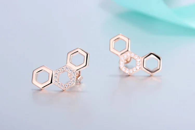 Todorova кубический циркон шестиугольный сотовый серьги для женщин Hive шестигранные гвоздики простые геометрические серьги bijoux
