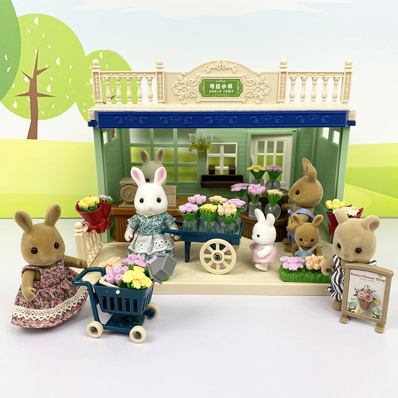 1/12 Simulation Forest Rabbit Family Dollhouse Critters IceCream Bakery Fruit Flower Handbag Shop Accessories Toy for girls Gift 4
