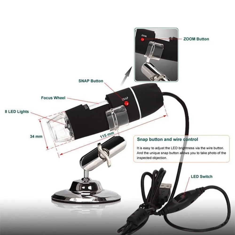 USB Pratical профессиональная Улучшенная Лупа цифровой микроскоп Эндоскоп зум микроскоп Видео камера инструмент оптический инструмент