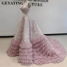 Розовое Кружевное бальное платье, сексуальное многослойное платье с v-образным вырезом и оборками, 16 платьев для девочек, платья для дня рождения
