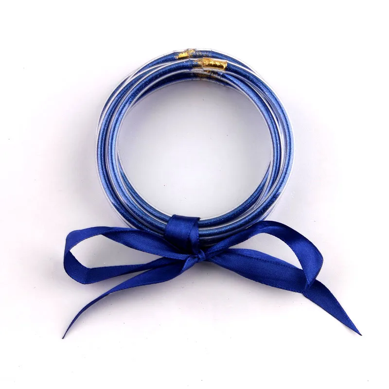 Royal Blue 5 шт./компл. золото все блестящие заполнены силиконовые браслеты с блестками прогноз желе браслеты для Для женщин «Молитва о душевном спокойствии» браслет ювелирные изделия - Окраска металла: Royal Blue