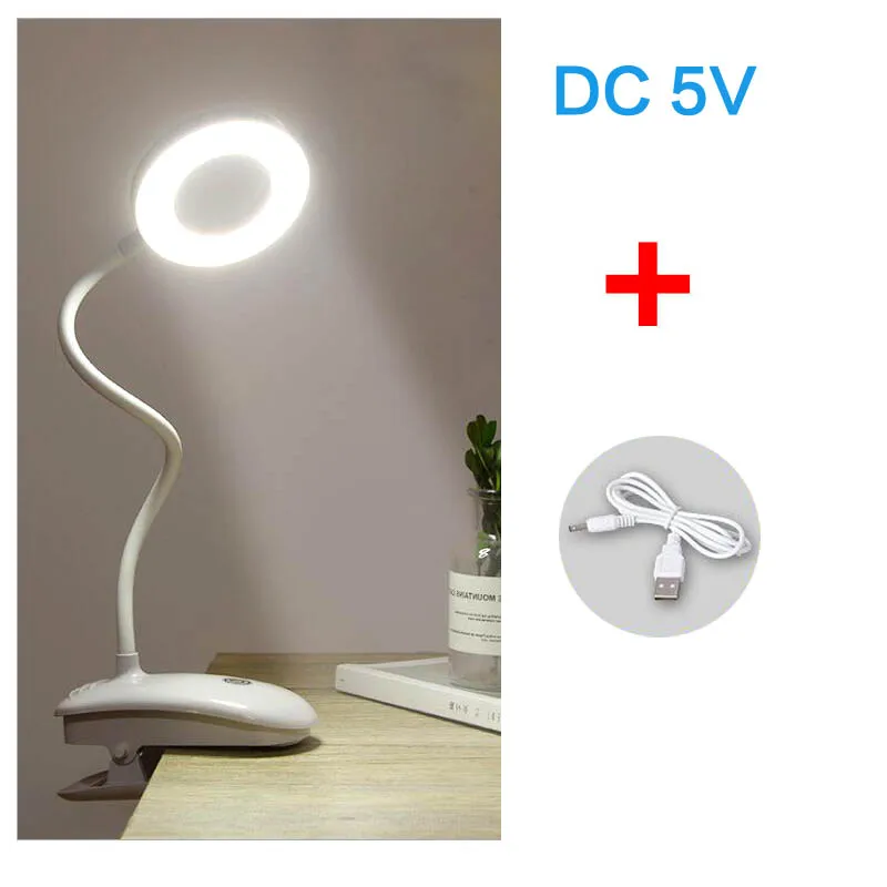 White color and Clip С регулируемой яркостью 220V ЕС настольная лампа розетка Современная сенсорный выключатель складной настольный стол лампы на зажиме держатель USB 5V ночной компьютер для школы и офиса светодиодные лампы - Цвет абажура: White color and Clip