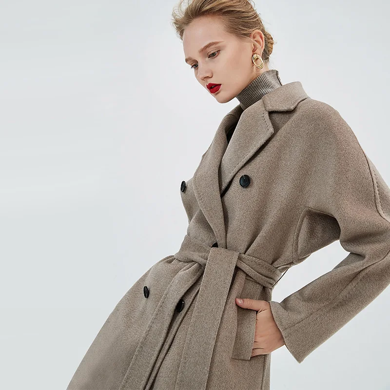

women's winter coats dark grey Double-sided wool cashmere outwear 2019 autumn plus size ladies fashion overcoats long free ship