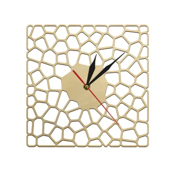 

Pebbles Desings Wooden Wall Clock Abstract Style Industrial Decor Hanging Quiet Sweep Quartz Clock Wall Watch Housewarming Gift