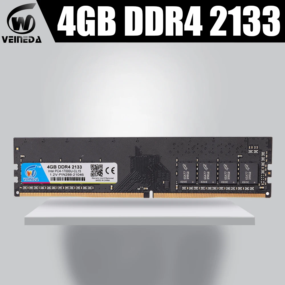 

VEINEDA Memory Ram ddr4 4gb ddr4-2133 For dimm ddr4 ram memory compatible all Intel AMD Desktop 2400Mhz 2666Mhz PC4-17000 284pin