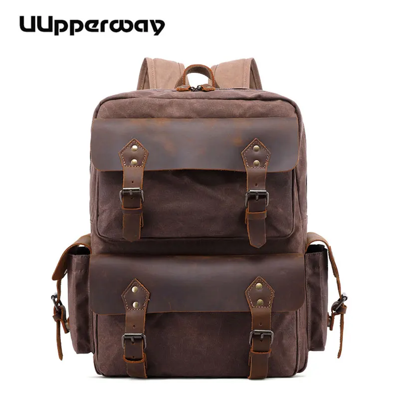 Uupperway винтажные холщовые рюкзаки с воском мужской рюкзак для ноутбука кофейно