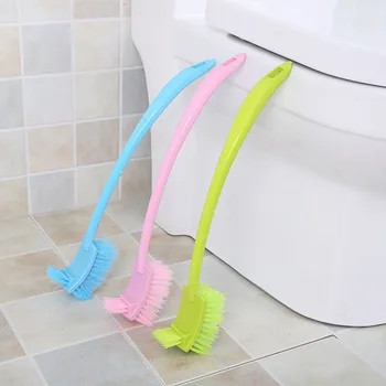 

Portable Double Sided Toilet Brush Plastic Long Handle Bathroom Scrub Cleaning Brush TUE88