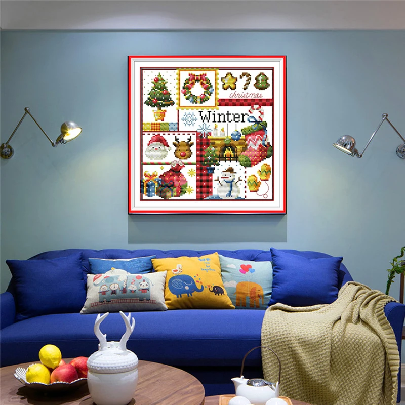Merry Christmas DMC DIY Набор для вышивания крестиком маленькая картина цветная печать на