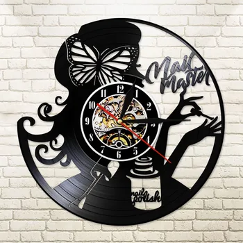 

Nail Master Custom Vinyl Record Wall Clock Beauty Salon Decor Manicure Salon Studio Wall Hanging Decorative Gift For Girls