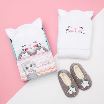 

Set "Kitty", terry towel with a hood 85 * 85 cm, footprints 16 cm 4562541