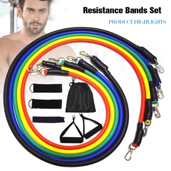 

11pcs/set Resistance Bands Sets Pull Rope Fitness Exercises Yoga Fitness Band Training Workout Gym Expander Pilates Equipment