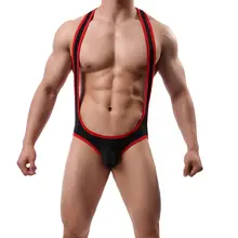 Men's Jockstrap Ice Silk One Piece Singlet Struggles Bodysuit Leotard Underwear