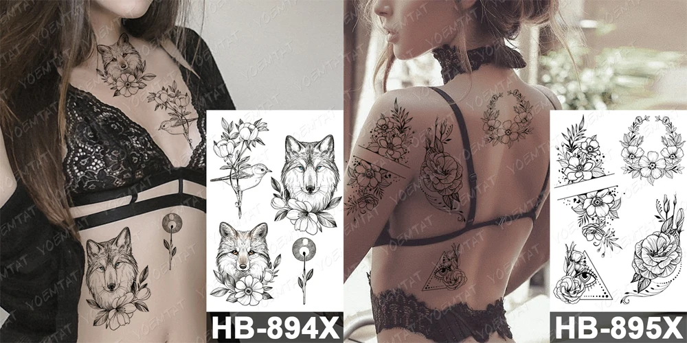 Waterproof Temporary Tattoo Sticker Dark Old School Moth Butterfly Flash Tattoos Snake Rose Body Art Arm Fake Tatoo Women Men