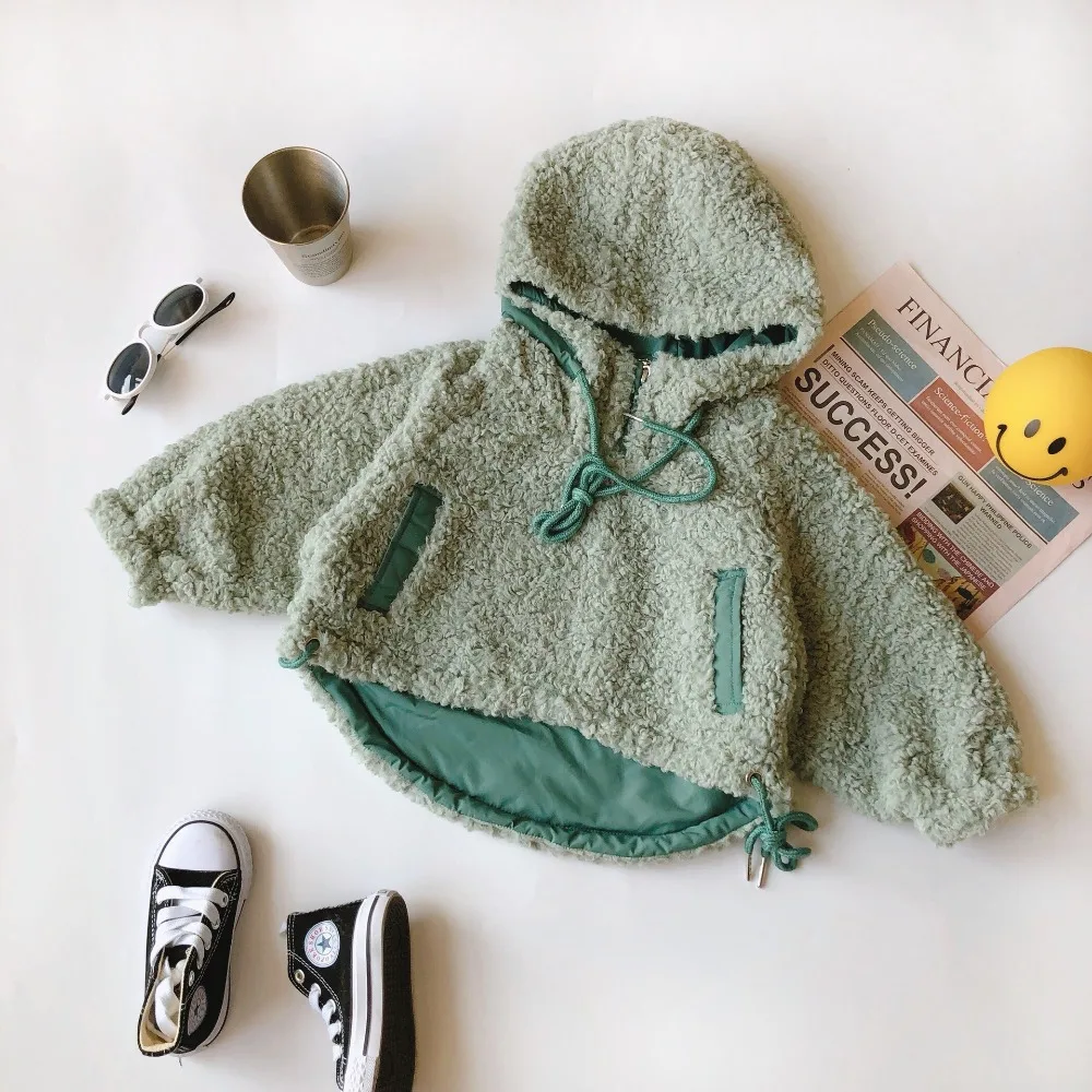 Новое поступление, флисовая футболка с капюшоном для девочек и мальчиков зимняя одежда для маленьких девочек Детский свитер, размеры от 2 до 7 лет