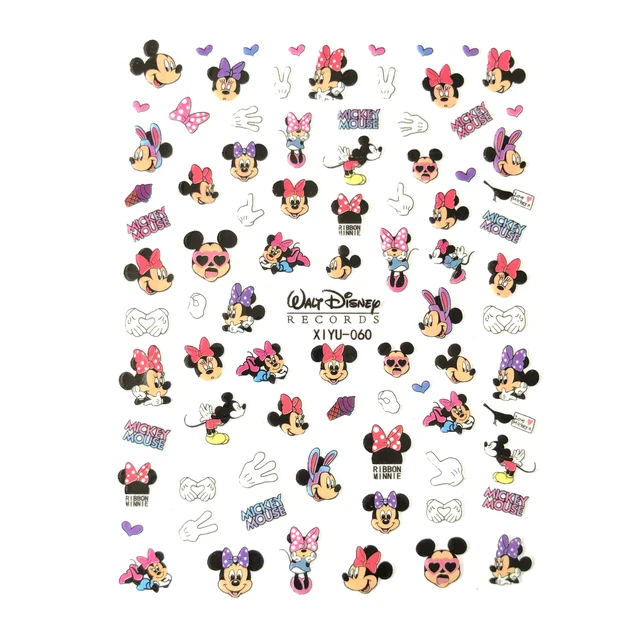 1PCS Disney Cartoon Anime Collection Star Design Nail Sticker Mickey Mouse Donald Duck Lion King Mermaid Stitch Nail Slider XIYU060