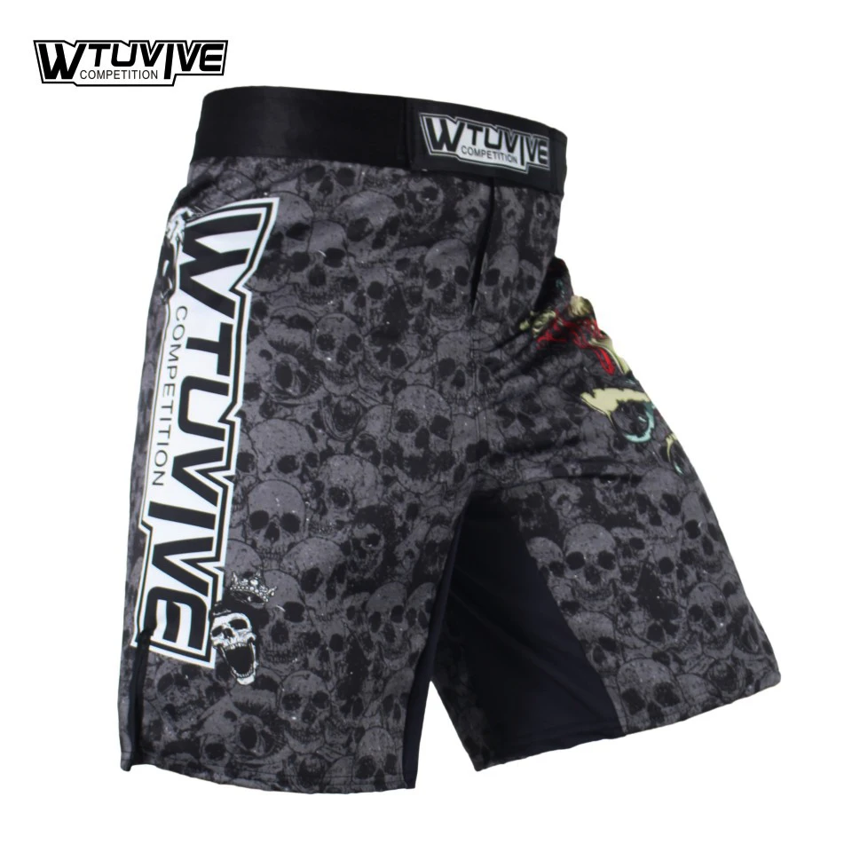 Черный череп мужской бокс, кикбоксинг шорты Fightwear MMA kick Boxing Fight trunks Топ черный тигр Муай Тай одежда для бокса